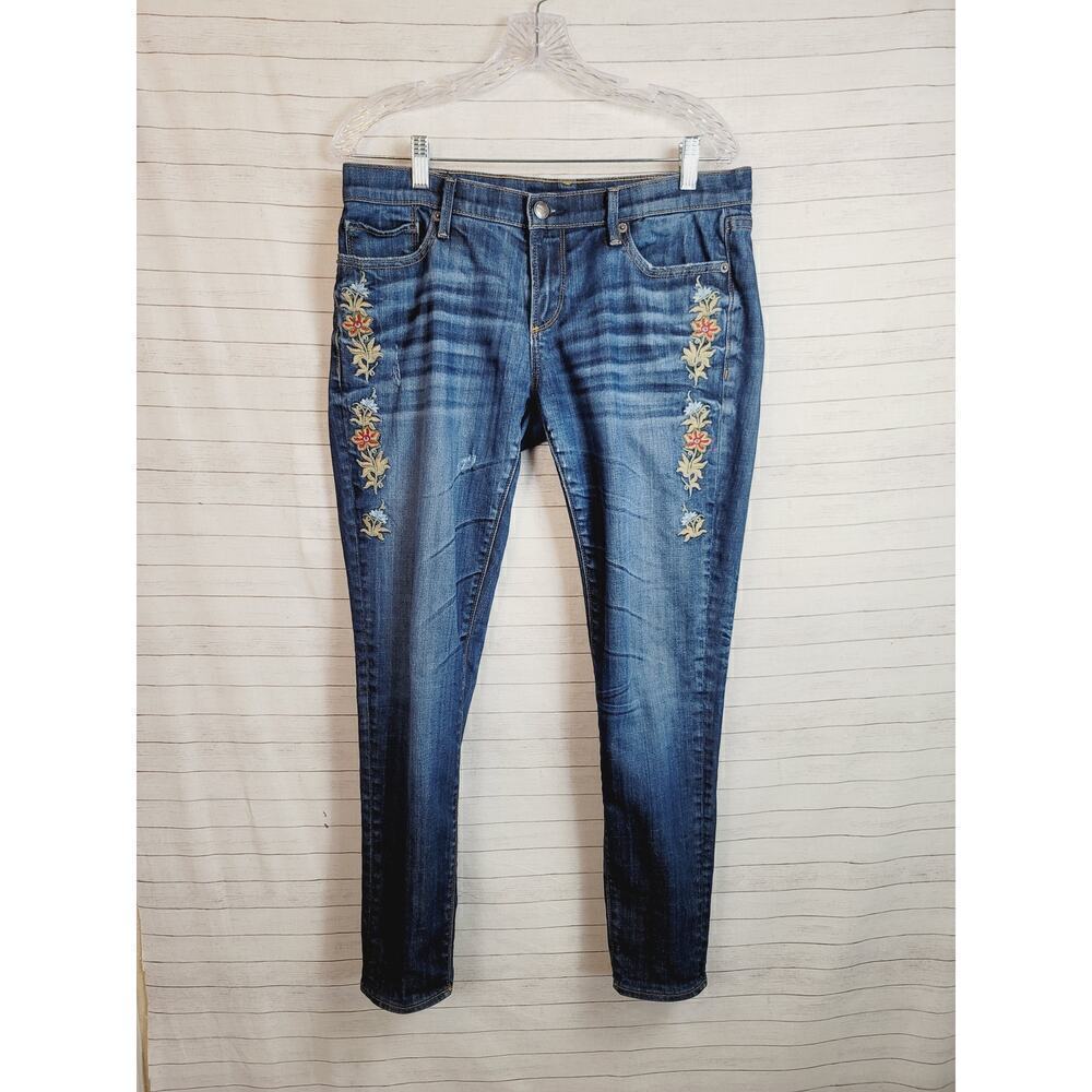 DRIFTWOOD FLORAL EMBROIDERED JEANS, SZ 30